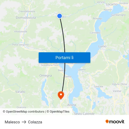 Malesco to Colazza map