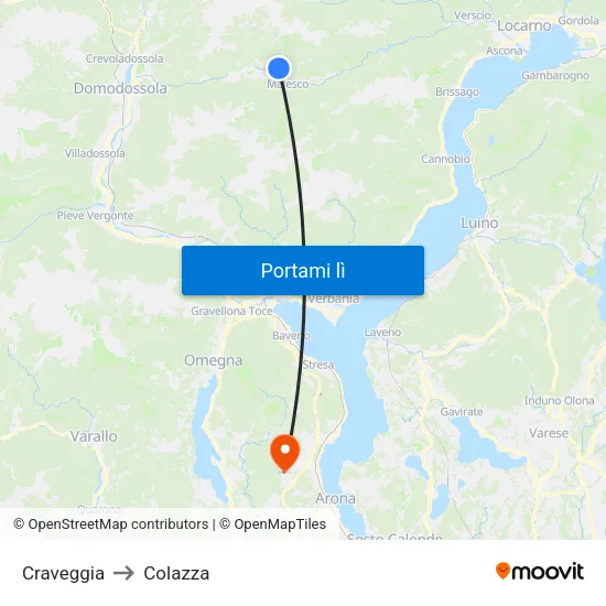 Craveggia to Colazza map