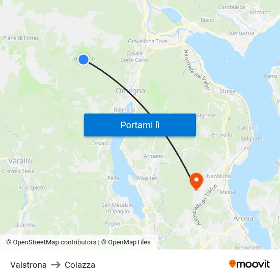 Valstrona to Colazza map