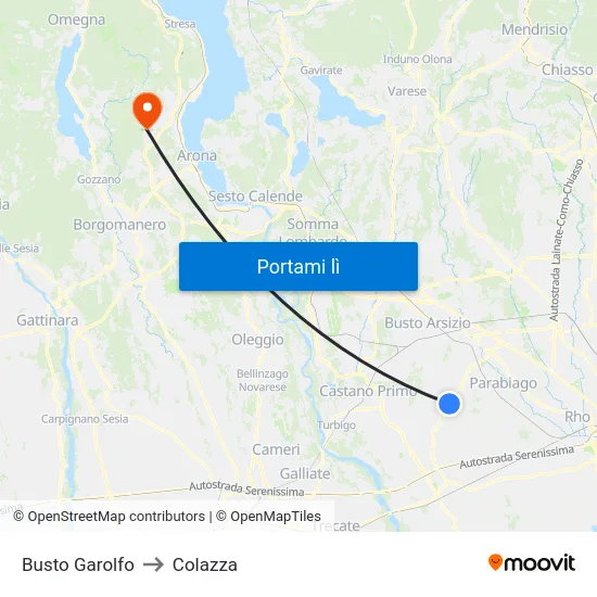 Busto Garolfo to Colazza map