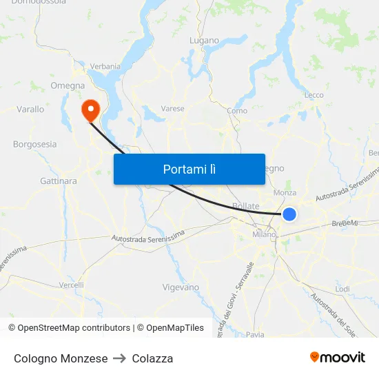 Cologno Monzese to Colazza map