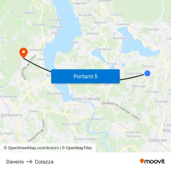 Daverio to Colazza map