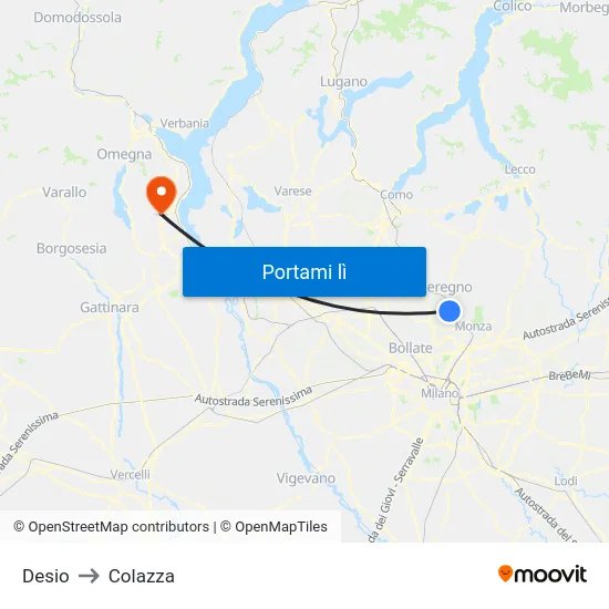 Desio to Colazza map