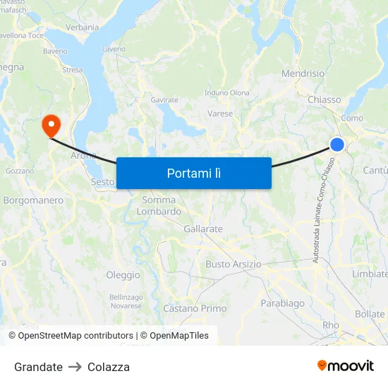 Grandate to Colazza map