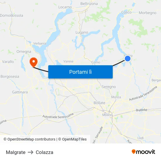Malgrate to Colazza map