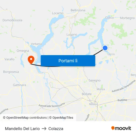 Mandello Del Lario to Colazza map