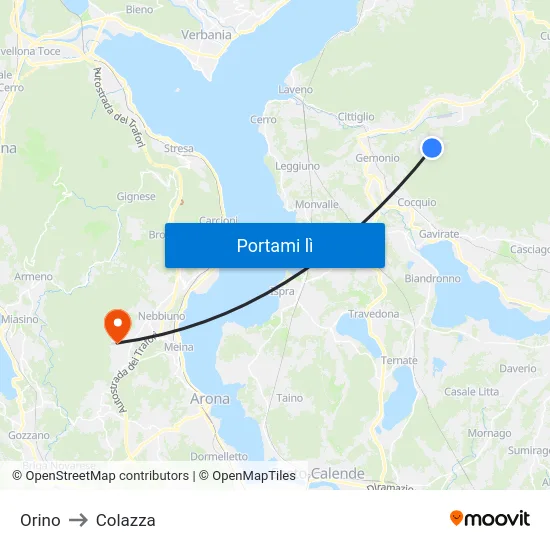 Orino to Colazza map