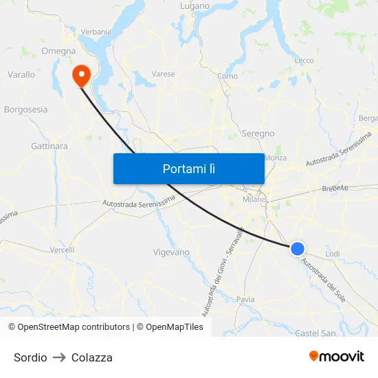 Sordio to Colazza map