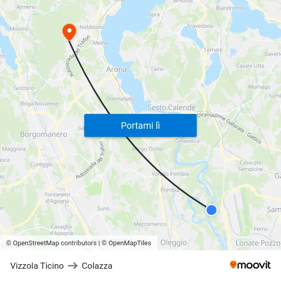 Vizzola Ticino to Colazza map