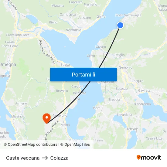 Castelveccana to Colazza map