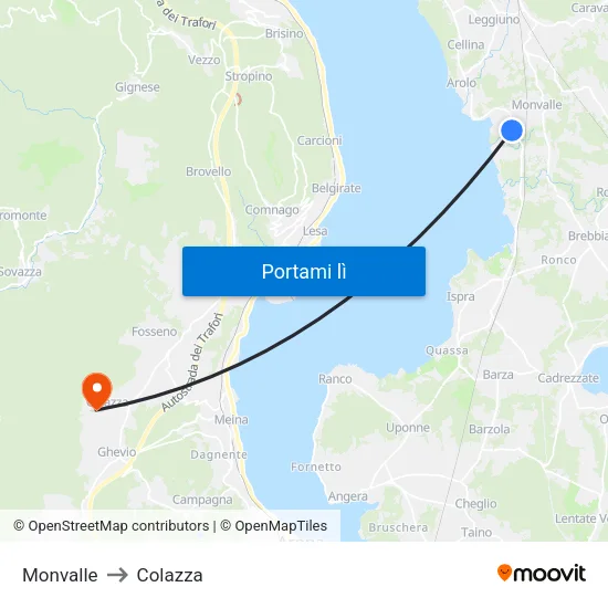 Monvalle to Colazza map