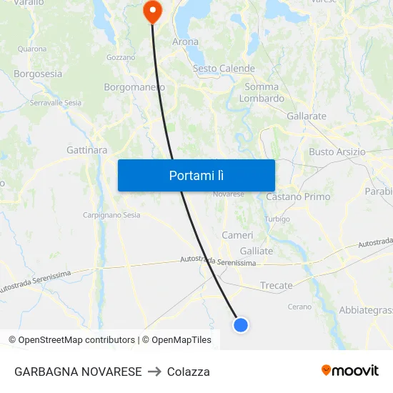 GARBAGNA NOVARESE to Colazza map