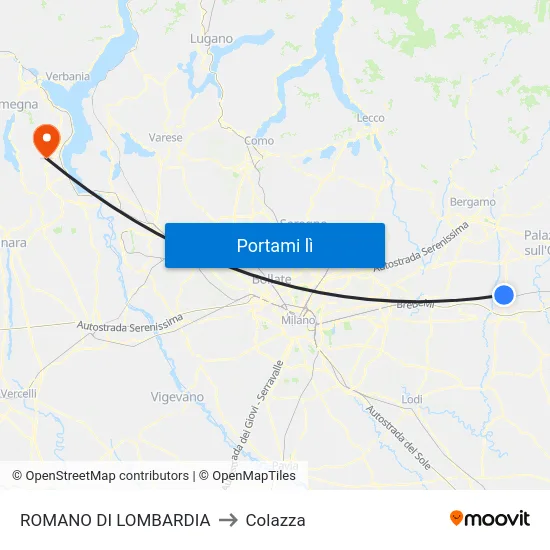 ROMANO DI LOMBARDIA to Colazza map