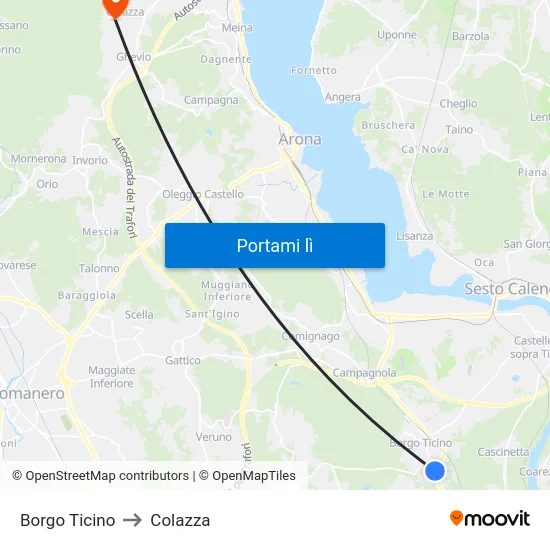 Borgo Ticino to Colazza map