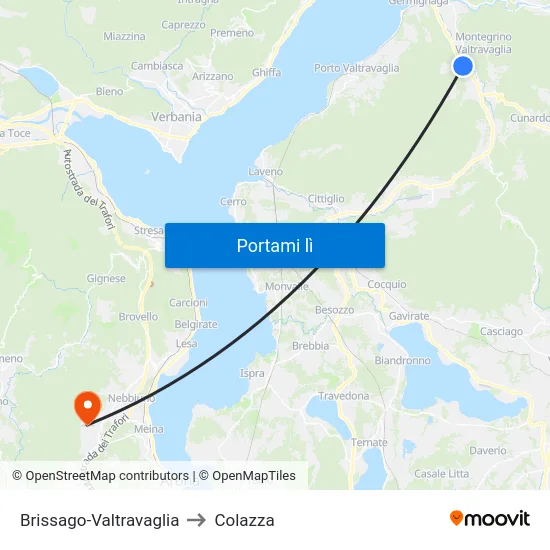 Brissago-Valtravaglia to Colazza map