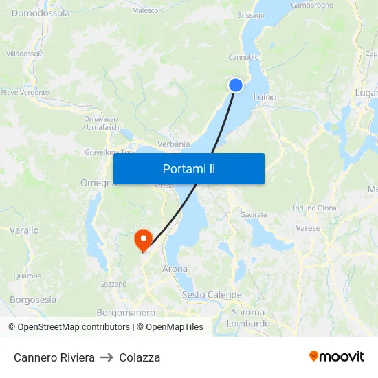 Cannero Riviera to Colazza map