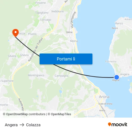 Angera to Colazza map