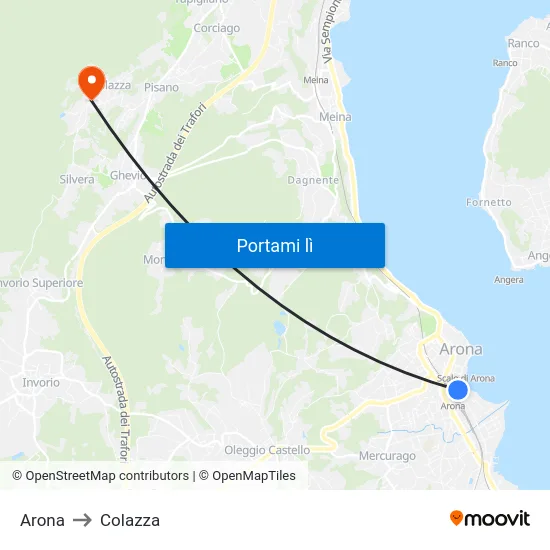 Arona to Colazza map