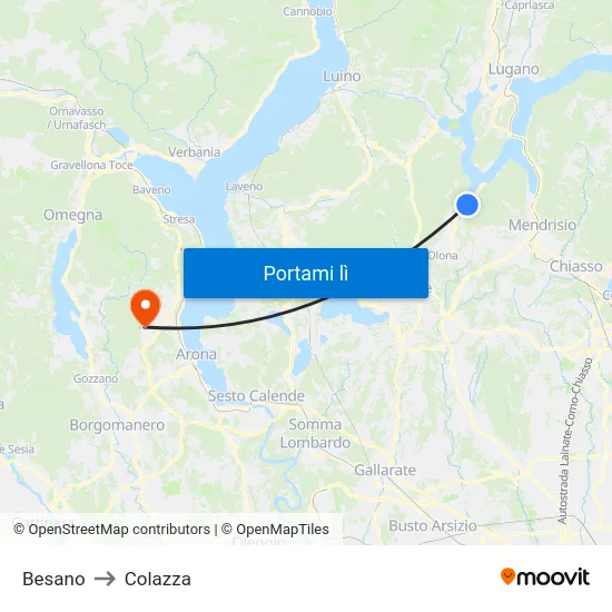 Besano to Colazza map