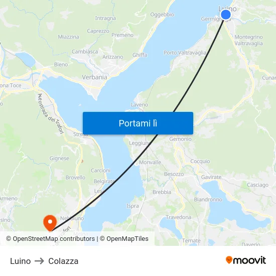 Luino to Colazza map