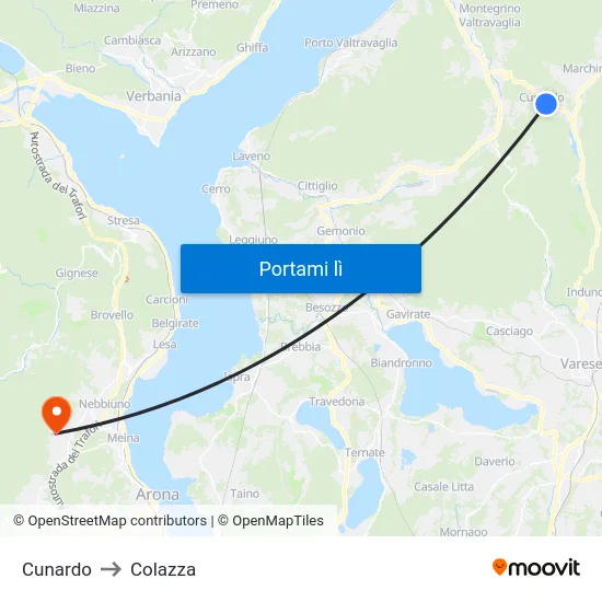 Cunardo to Colazza map