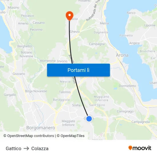 Gattico to Colazza map