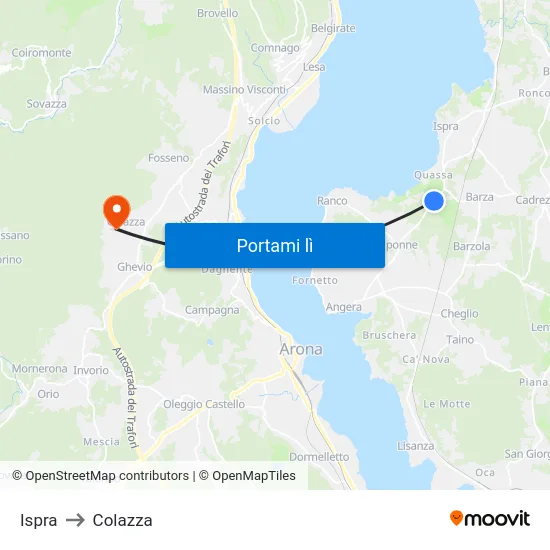 Ispra to Colazza map