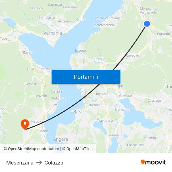 Mesenzana to Colazza map