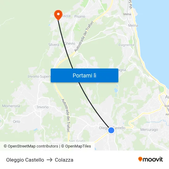 Oleggio Castello to Colazza map