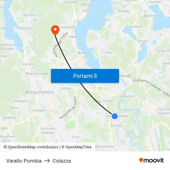 Varallo Pombia to Colazza map