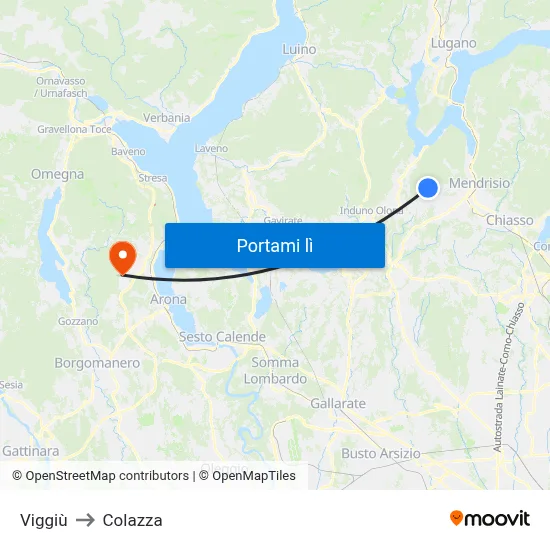 Viggiù to Colazza map