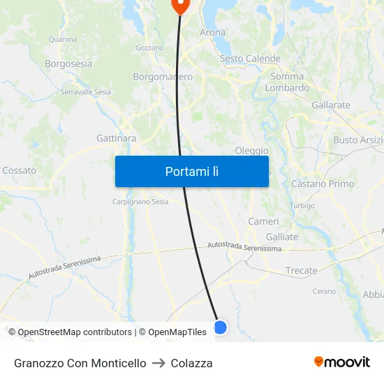 Granozzo Con Monticello to Colazza map