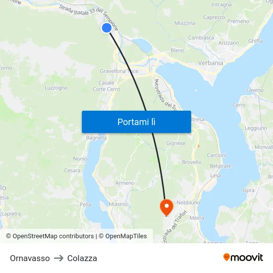 Ornavasso to Colazza map