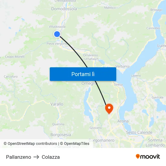 Pallanzeno to Colazza map