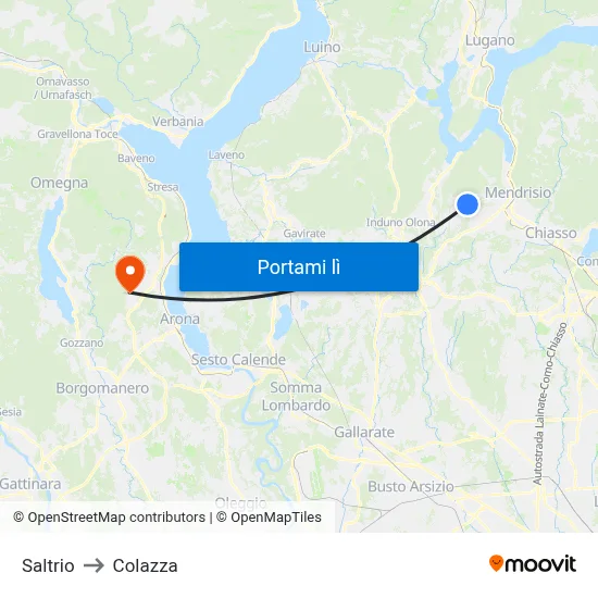 Saltrio to Colazza map