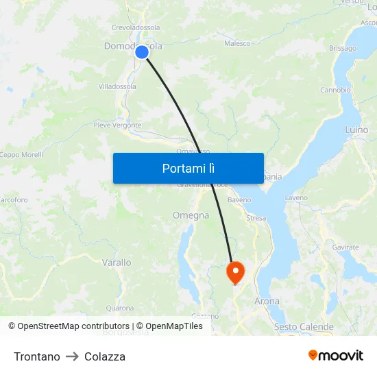 Trontano to Colazza map