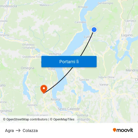 Agra to Colazza map