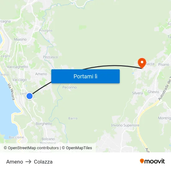 Ameno to Colazza map