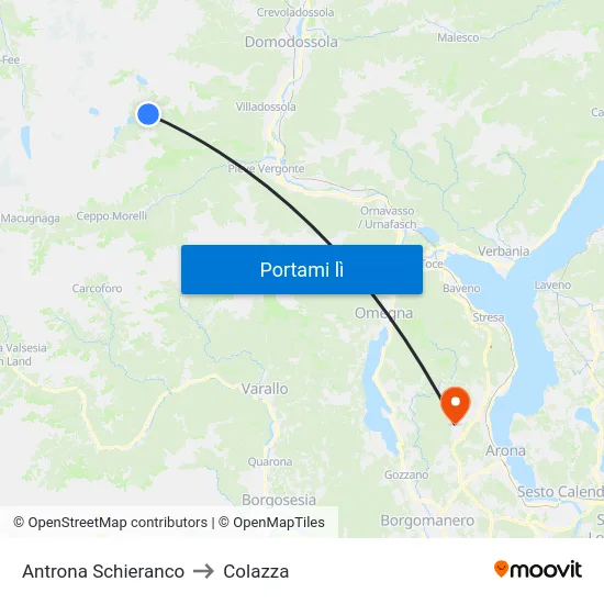 Antrona Schieranco to Colazza map