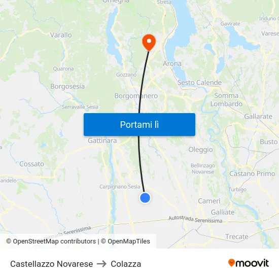 Castellazzo Novarese to Colazza map