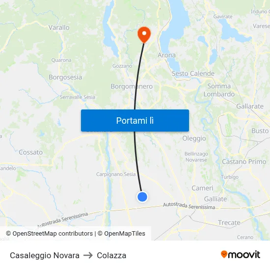 Casaleggio Novara to Colazza map