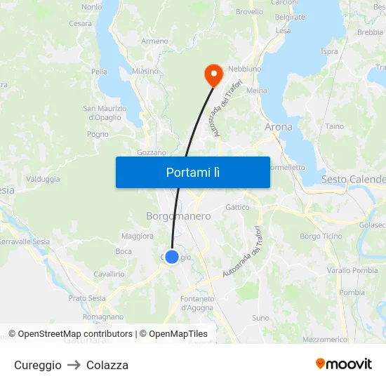 Cureggio to Colazza map
