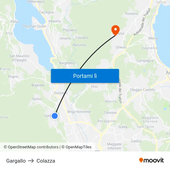 Gargallo to Colazza map