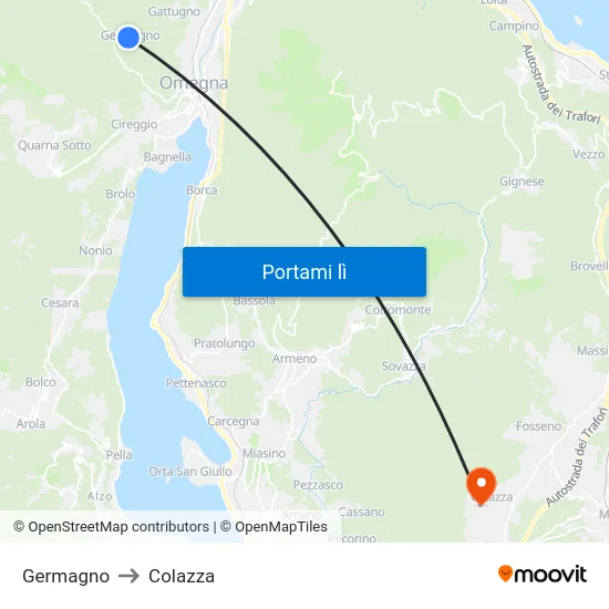 Germagno to Colazza map