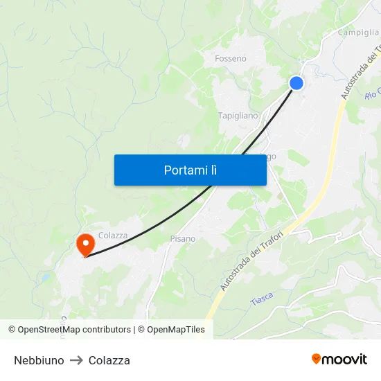 Nebbiuno to Colazza map