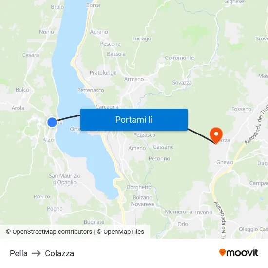 Pella to Colazza map