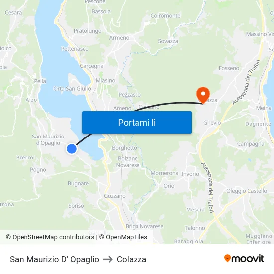 San Maurizio D' Opaglio to Colazza map