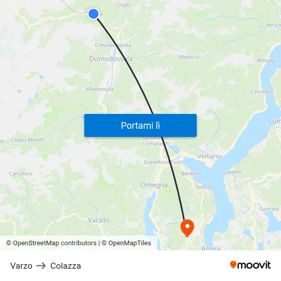 Varzo to Colazza map