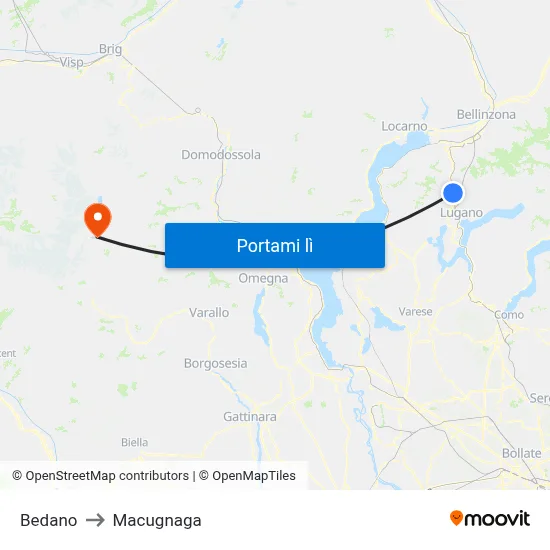 Bedano to Macugnaga map