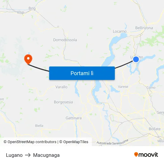 Lugano to Macugnaga map